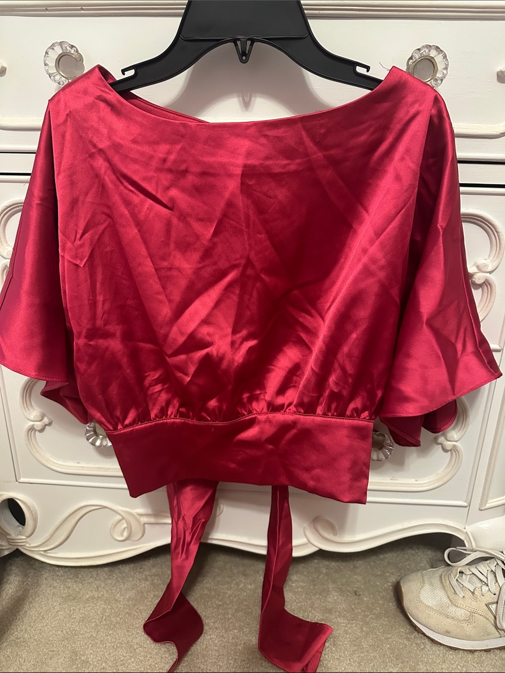 Lulu's Satin Pink Tie-Back Blouse
